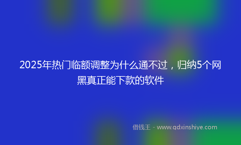 2025年热门临额调整为什么通不过，归纳5个网黑真正能下款的软件