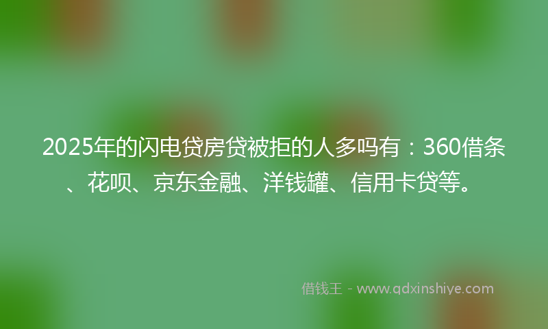 2025年的闪电贷房贷被拒的人多吗有：360借条、花呗、京东金融、洋钱罐、信用卡贷等。