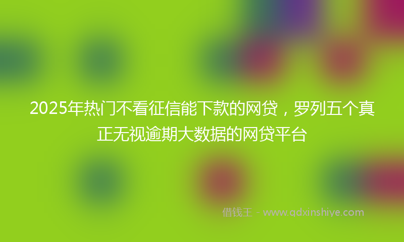 2025年热门不看征信能下款的网贷，罗列五个真正无视逾期大数据的网贷平台