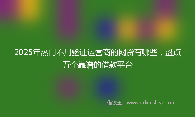 2025年热门不用验证运营商的网贷有哪些，盘点五个靠谱的借款平台
