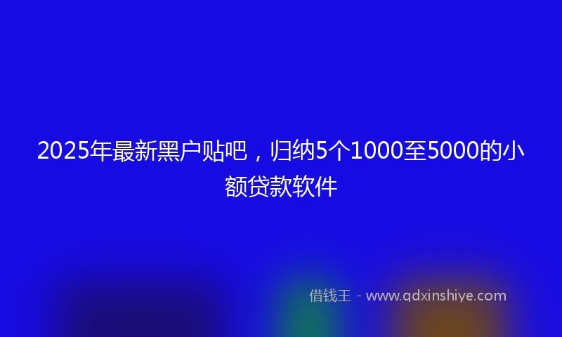 2025年最新黑户贴吧，归纳5个1000至5000的小额贷款软件