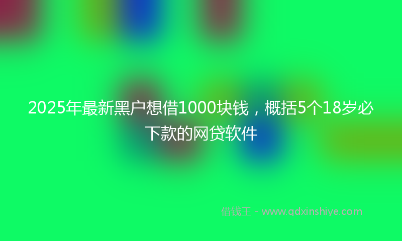 2025年最新黑户想借1000块钱，概括5个18岁必下款的网贷软件