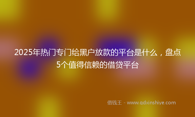 2025年热门专门给黑户放款的平台是什么，盘点5个值得信赖的借贷平台