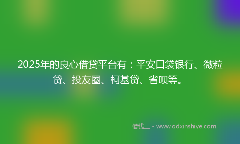 2025年的良心借贷平台有：平安口袋银行、微粒贷、投友圈、柯基贷、省呗等。