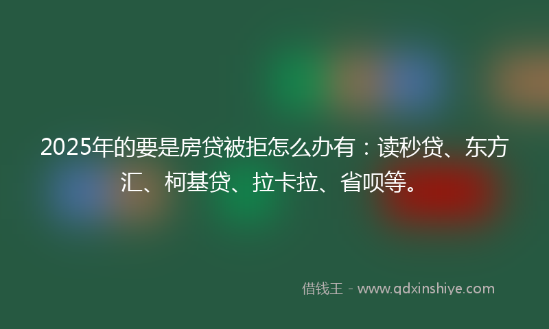 2025年的要是房贷被拒怎么办有：读秒贷、东方汇、柯基贷、拉卡拉、省呗等。