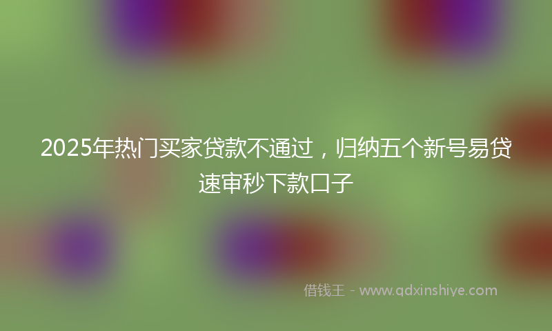 2025年热门买家贷款不通过，归纳五个新号易贷速审秒下款口子