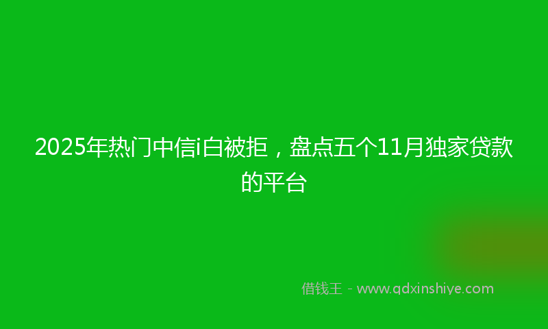 2025年热门中信i白被拒，盘点五个11月独家贷款的平台