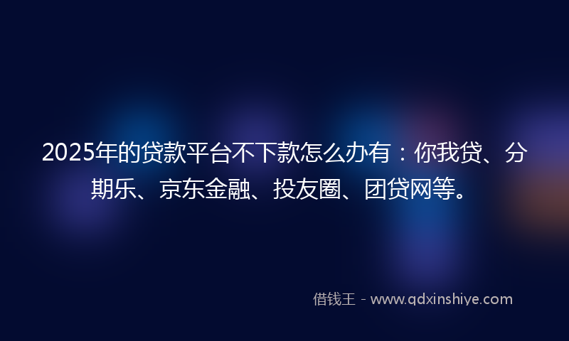 2025年的贷款平台不下款怎么办有：你我贷、分期乐、京东金融、投友圈、团贷网等。