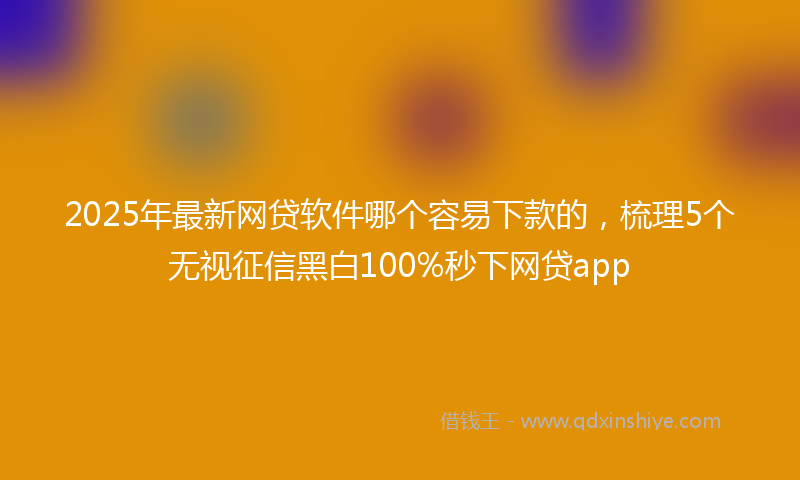 2025年最新网贷软件哪个容易下款的，梳理5个无视征信黑白100%秒下网贷app
