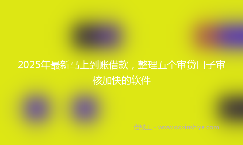 2025年最新马上到账借款，整理五个审贷口子审核加快的软件