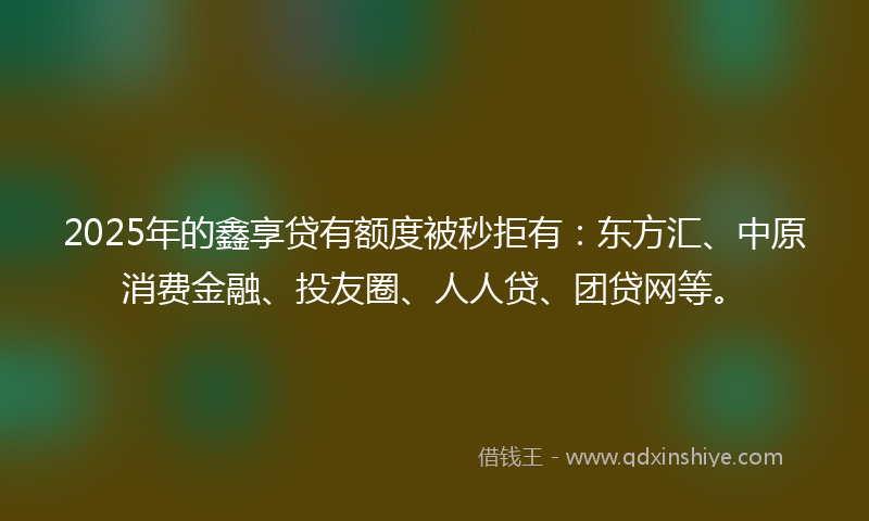 2025年的鑫享贷有额度被秒拒有：东方汇、中原消费金融、投友圈、人人贷、团贷网等。