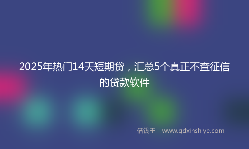 2025年热门14天短期贷，汇总5个真正不查征信的贷款软件