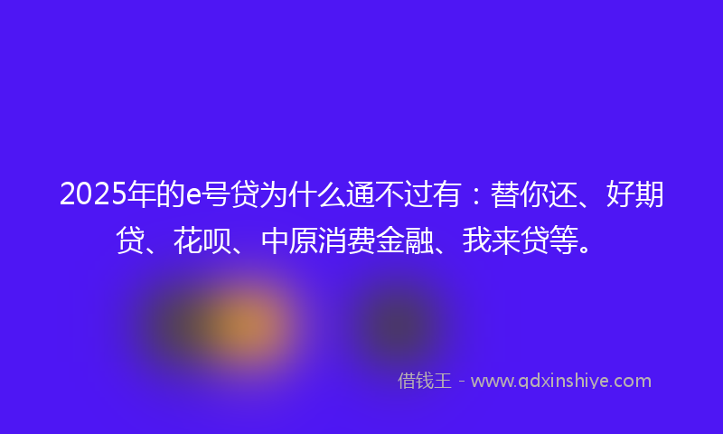 2025年的e号贷为什么通不过有：替你还、好期贷、花呗、中原消费金融、我来贷等。