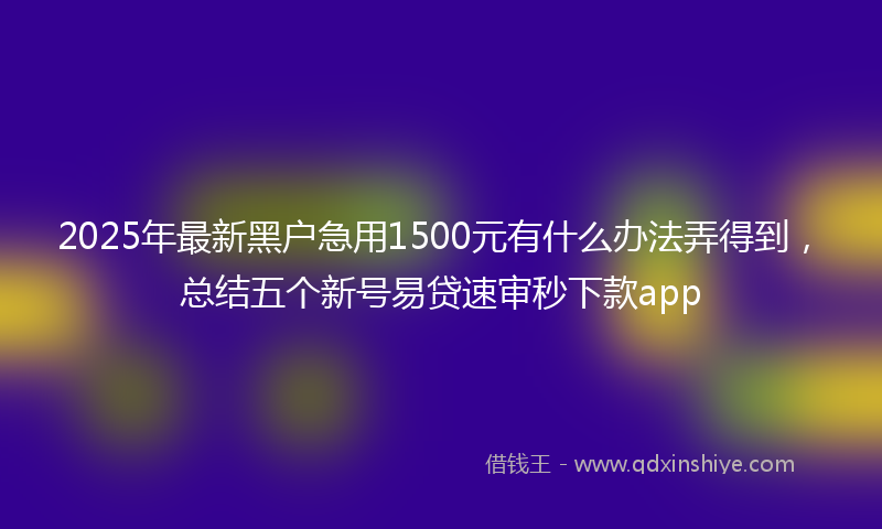 2025年最新黑户急用1500元有什么办法弄得到，总结五个新号易贷速审秒下款app