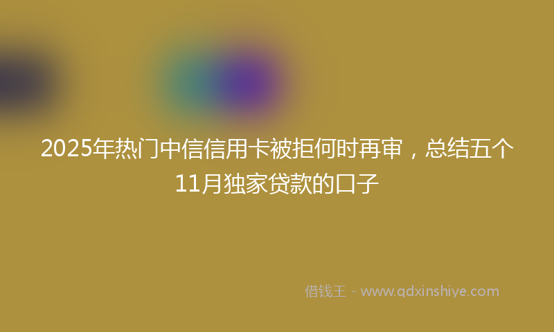 2025年热门中信信用卡被拒何时再审，总结五个11月独家贷款的口子