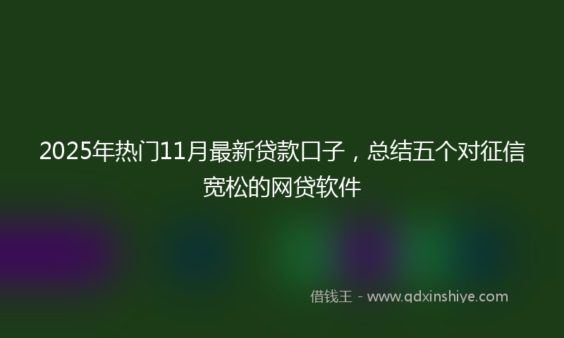 2025年热门11月最新贷款口子，总结五个对征信宽松的网贷软件