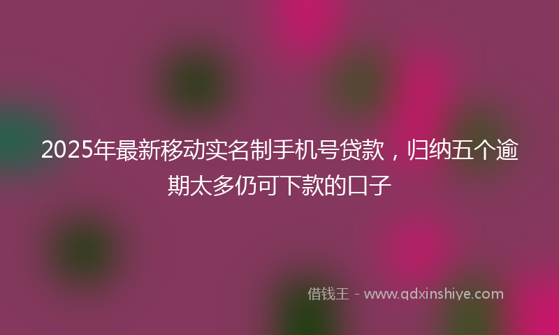 2025年最新移动实名制手机号贷款，归纳五个逾期太多仍可下款的口子