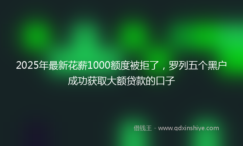 2025年最新花薪1000额度被拒了，罗列五个黑户成功获取大额贷款的口子