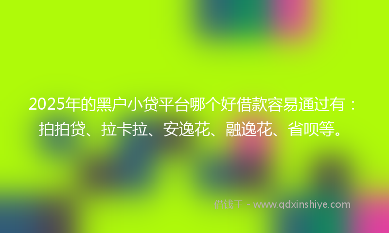 2025年的黑户小贷平台哪个好借款容易通过有：拍拍贷、拉卡拉、安逸花、融逸花、省呗等。