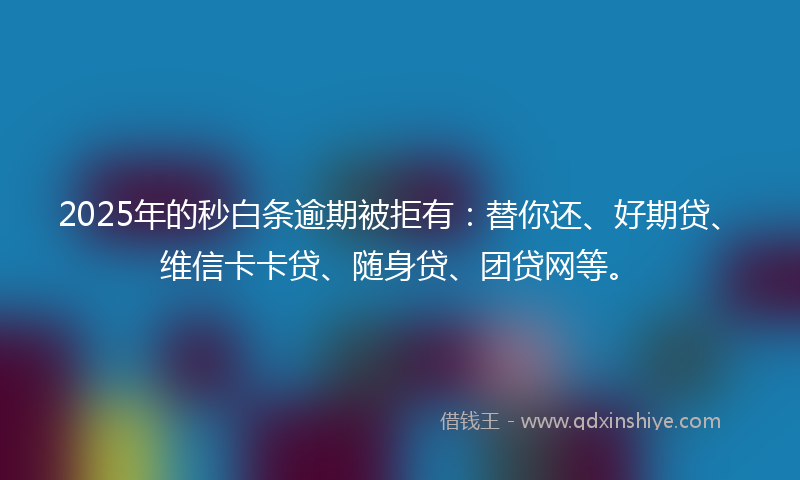 2025年的秒白条逾期被拒有：替你还、好期贷、维信卡卡贷、随身贷、团贷网等。