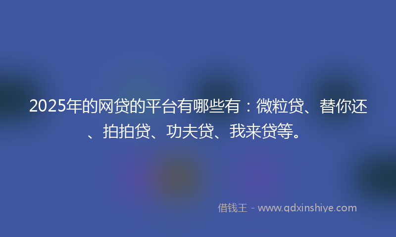2025年的网贷的平台有哪些有：微粒贷、替你还、拍拍贷、功夫贷、我来贷等。