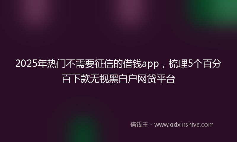 2025年热门不需要征信的借钱app，梳理5个百分百下款无视黑白户网贷平台