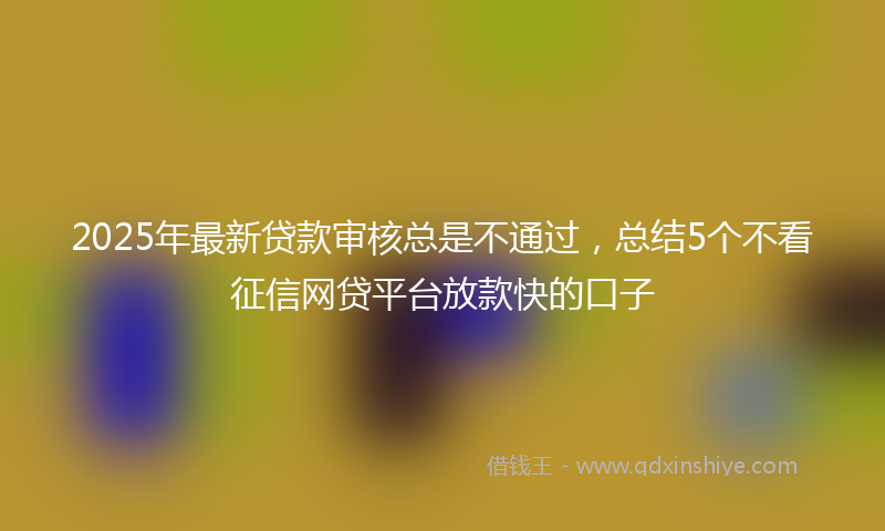2025年最新贷款审核总是不通过，总结5个不看征信网贷平台放款快的口子