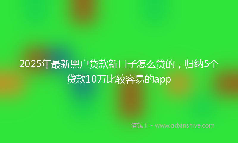 2025年最新黑户贷款新口子怎么贷的，归纳5个贷款10万比较容易的app