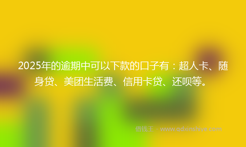 2025年的逾期中可以下款的口子有：超人卡、随身贷、美团生活费、信用卡贷、还呗等。