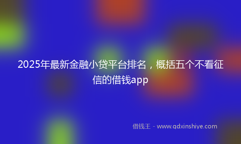2025年最新金融小贷平台排名，概括五个不看征信的借钱app