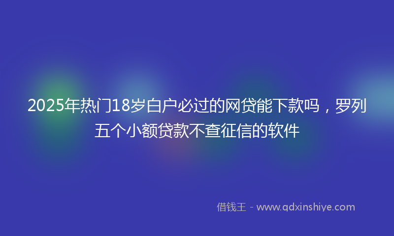 2025年热门18岁白户必过的网贷能下款吗，罗列五个小额贷款不查征信的软件