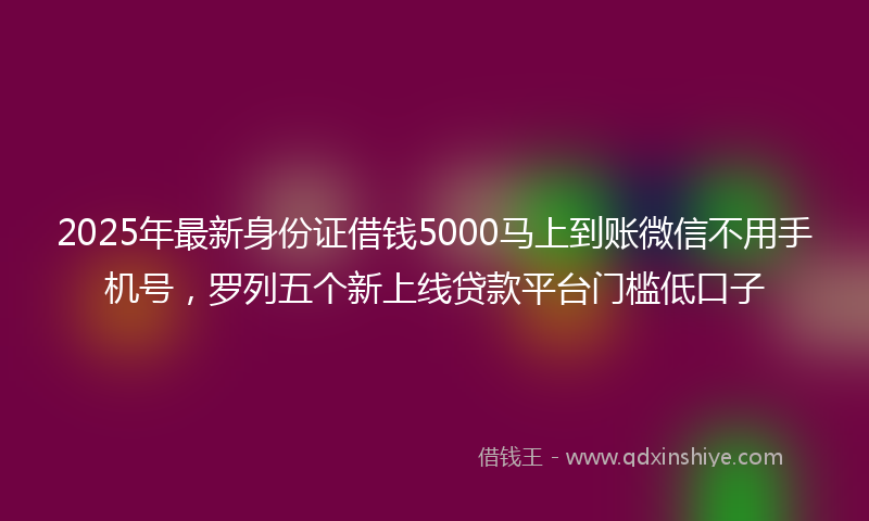 2025年最新身份证借钱5000马上到账微信不用手机号，罗列五个新上线贷款平台门槛低口子
