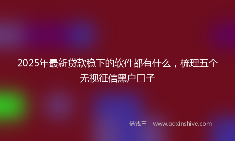 2025年最新贷款稳下的软件都有什么，梳理五个无视征信黑户口子