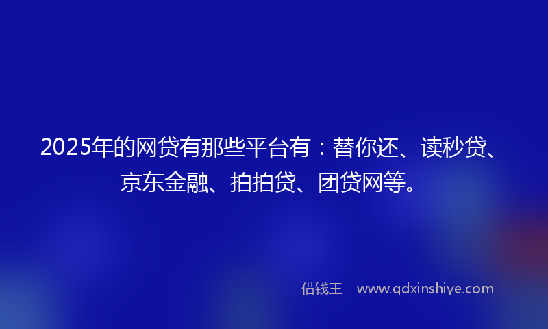 2025年的网贷有那些平台有：替你还、读秒贷、京东金融、拍拍贷、团贷网等。