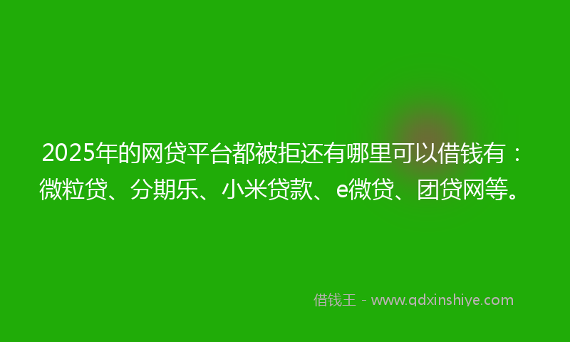 2025年的网贷平台都被拒还有哪里可以借钱有:微粒贷、分期乐、小米贷款、e微贷、团贷网等。