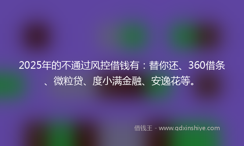 2025年的不通过风控借钱有：替你还、360借条、微粒贷、度小满金融、安逸花等。