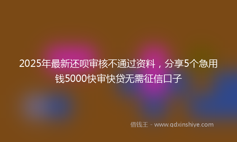 2025年最新还呗审核不通过资料，分享5个急用钱5000快审快贷无需征信口子