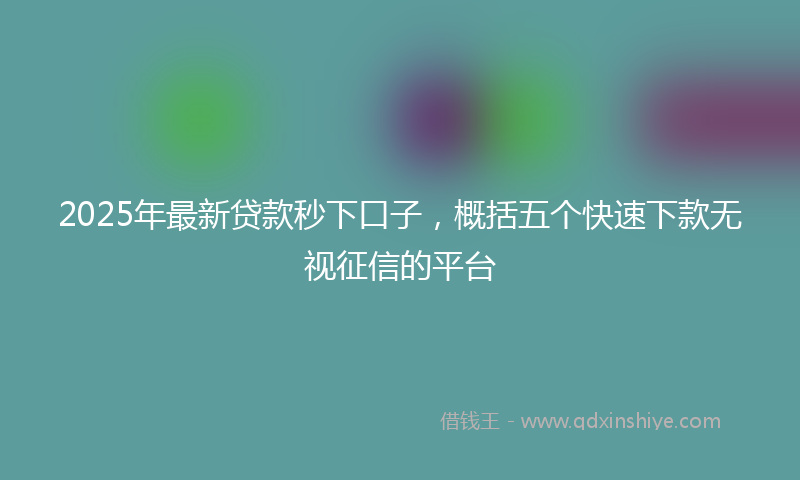 2025年最新贷款秒下口子，概括五个快速下款无视征信的平台