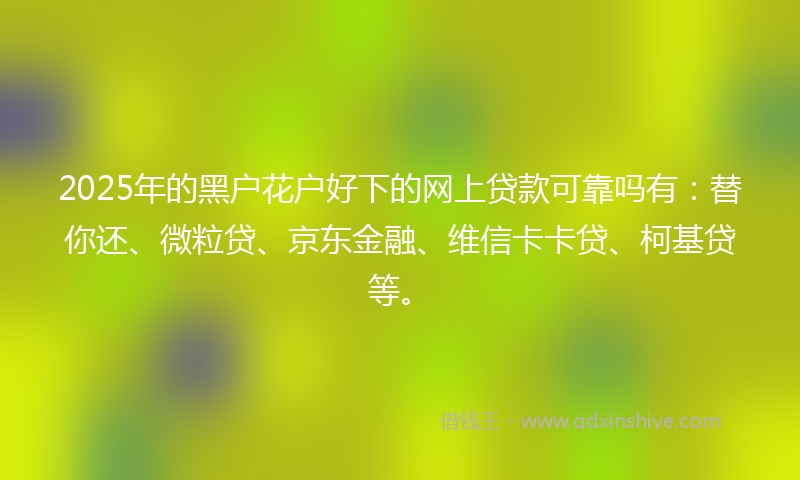 2025年的黑户花户好下的网上贷款可靠吗有：替你还、微粒贷、京东金融、维信卡卡贷、柯基贷等。