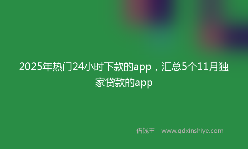 2025年热门24小时下款的app，汇总5个11月独家贷款的app
