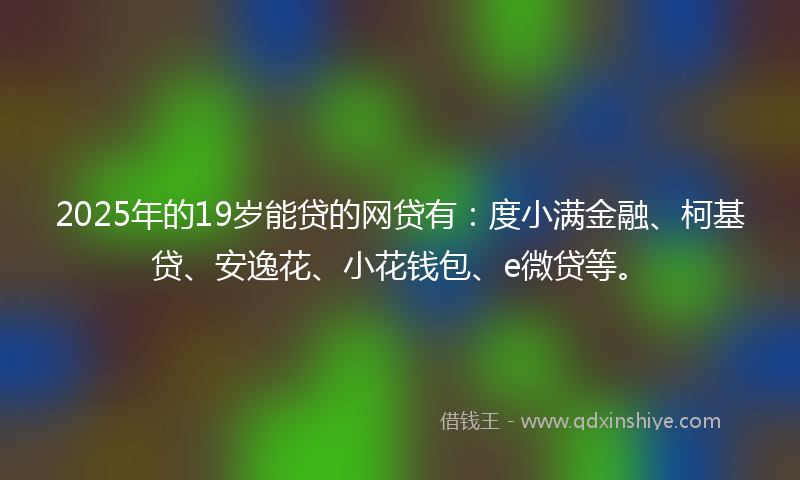 2025年的19岁能贷的网贷有：度小满金融、柯基贷、安逸花、小花钱包、e微贷等。