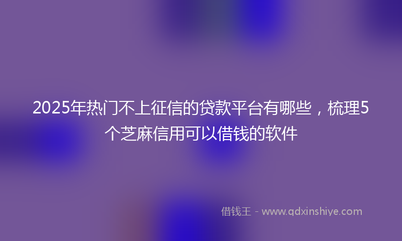2025年热门不上征信的贷款平台有哪些，梳理5个芝麻信用可以借钱的软件