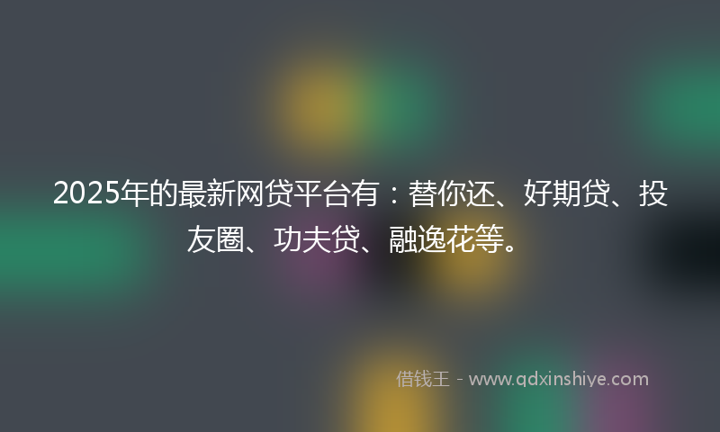 2025年的最新网贷平台有：替你还、好期贷、投友圈、功夫贷、融逸花等。