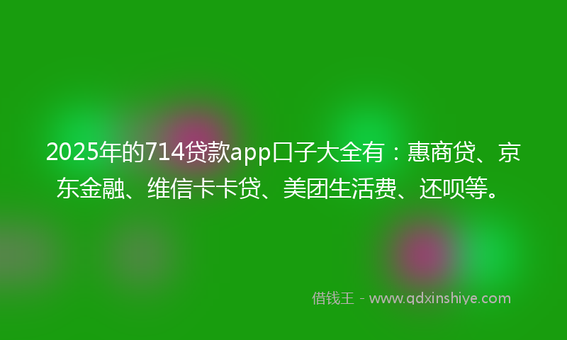2025年的714贷款app口子大全有：惠商贷、京东金融、维信卡卡贷、美团生活费、还呗等。