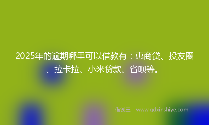 2025年的逾期哪里可以借款有：惠商贷、投友圈、拉卡拉、小米贷款、省呗等。