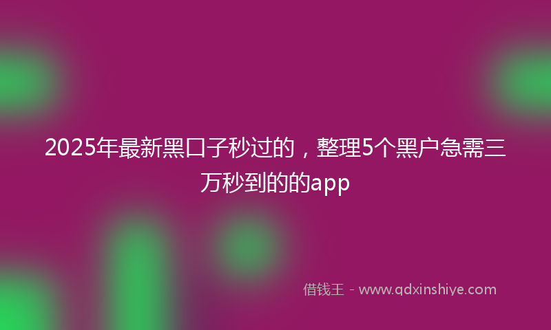 2025年最新黑口子秒过的，整理5个黑户急需三万秒到的的app