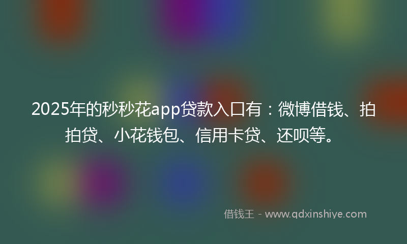 2025年的秒秒花app贷款入口有：微博借钱、拍拍贷、小花钱包、信用卡贷、还呗等。