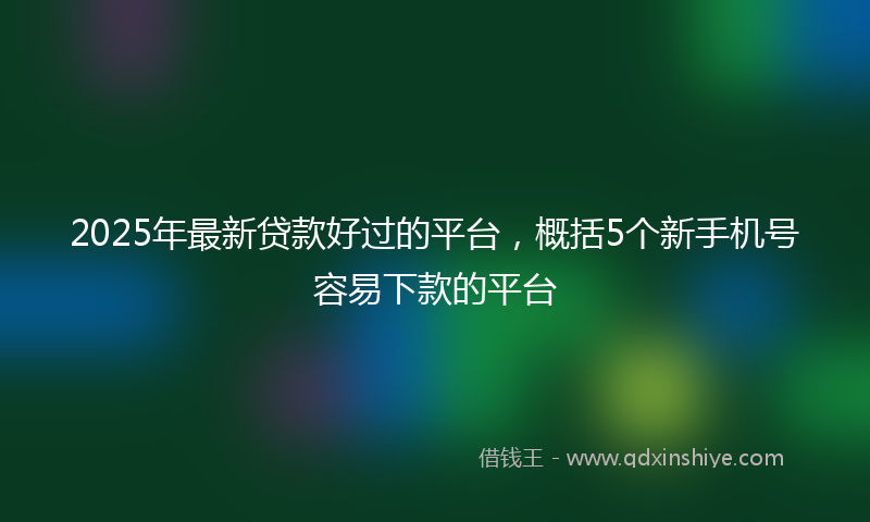 2025年最新贷款好过的平台，概括5个新手机号容易下款的平台