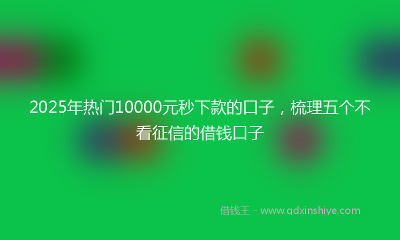 2025年热门10000元秒下款的口子，梳理五个不看征信的借钱口子