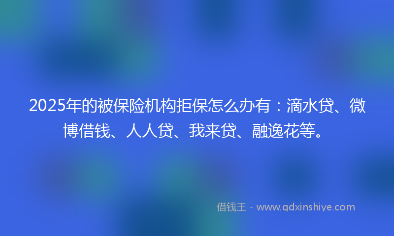 2025年的被保险机构拒保怎么办有：滴水贷、微博借钱、人人贷、我来贷、融逸花等。